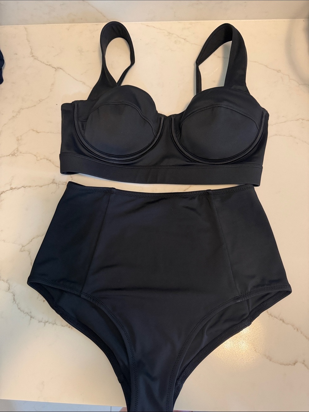 Tune piece High-Waist Black Two-Piece Swim Suit bikini